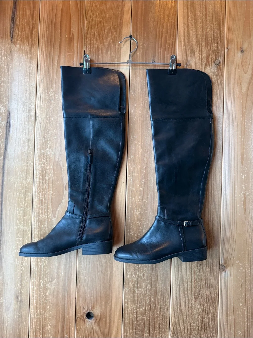 Cole Haan Black To-the-Knee Leather Riding Boots